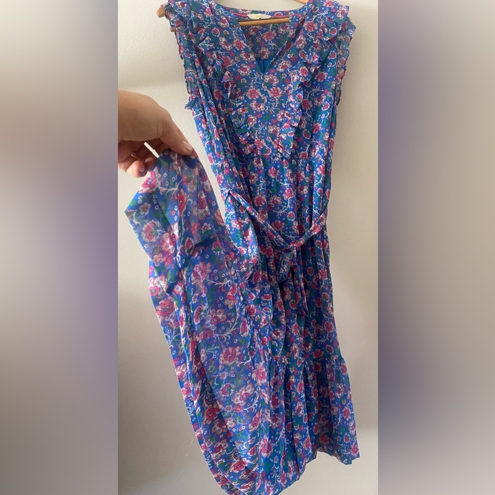 BODEN Elise SheerLuxe Floral Blue Sleeveless Dress size 12 - Picture 3 of 16